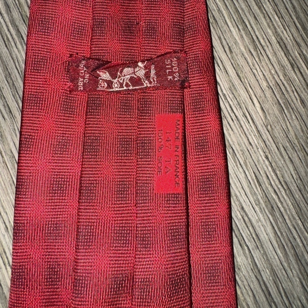 Authentic Vintage Hermes Paris‎ 100% Silk Plaid Patterned Tie Made in France - Picture 4 of 10